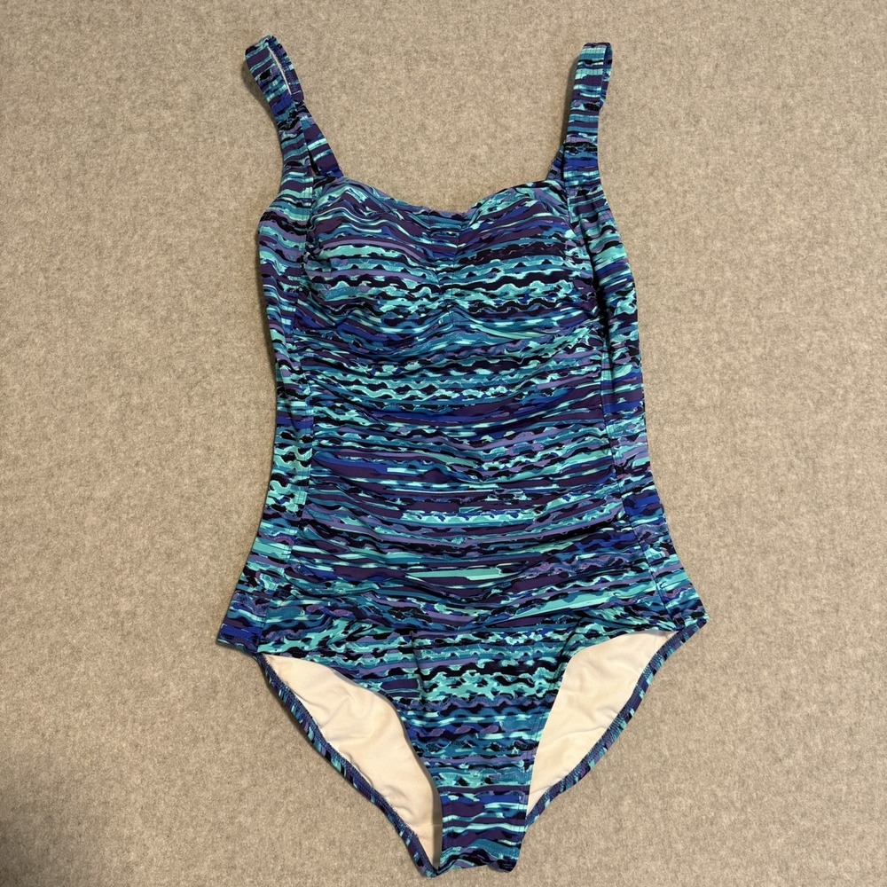 Seekers Essentials Australia Tummy Control Blue Swimsuit Bathing Suit 42 US 10